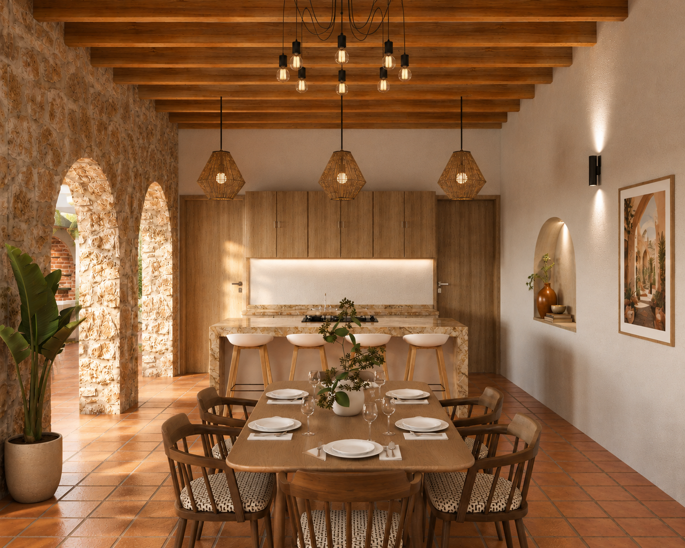 Cocina y comedor de Casa Campomar