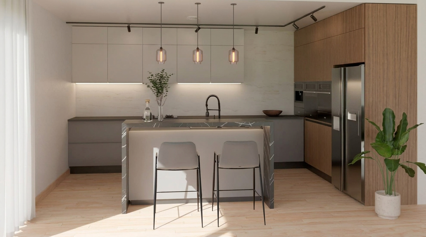 Diseño de cocina con desayunador